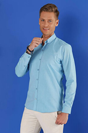 GK 685 Slim Fit Turkuaz Klasik Gömlek