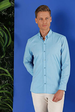 GK 685 Slim Fit Turkuaz Klasik Gömlek