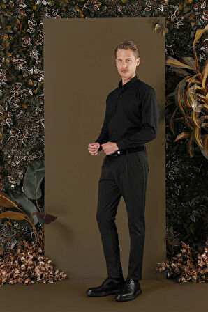 GK 691 Slim Fit Siyah Klasik Gömlek