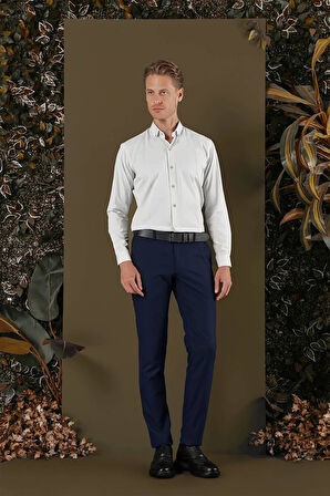 GK 691 Slim Fit Mavi Klasik Gömlek