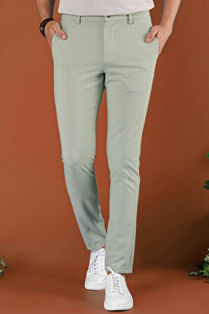 Slim Fit Beli Lastikli Gofre Kumaş Mint Spor Pantolon P 1126