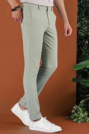 Slim Fit Beli Lastikli Gofre Kumaş Mint Spor Pantolon P 1126