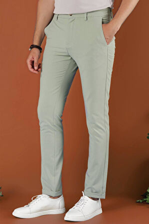 Slim Fit Beli Lastikli Gofre Kumaş Mint Spor Pantolon P 1126