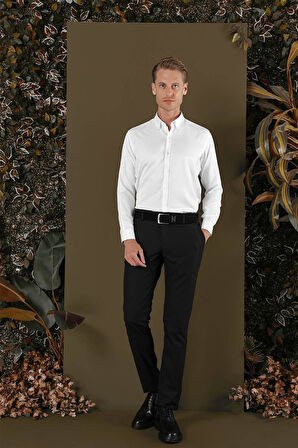 GK 692 Slim Fit Beyaz Klasik Gömlek