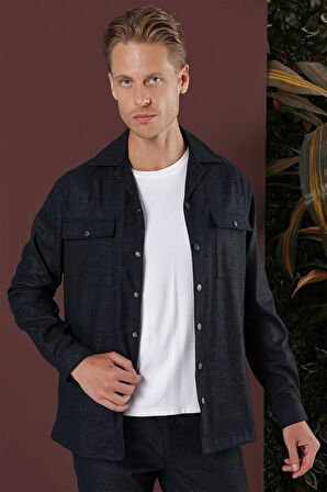 G 1560 Slim Fit Lacivert Klasik Gömlek