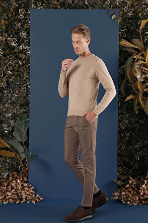 TR 858 Slim Fit Bej Klasik Triko