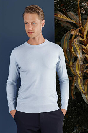 TR 858 Slim Fit Mavi Klasik Triko