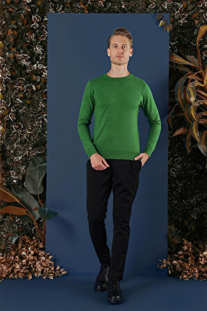TR 858 Slim Fit Yeşil Klasik Triko