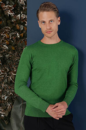 TR 858 Slim Fit Yeşil Klasik Triko