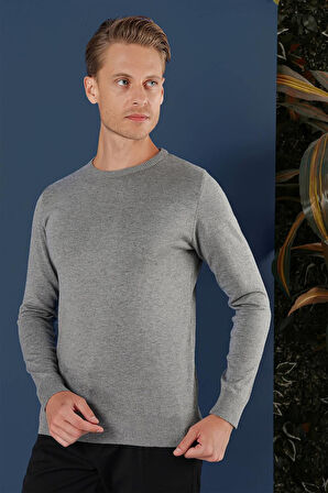 TR 858 Slim Fit Gri Klasik Triko