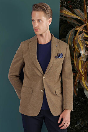 C 653 Slim Fit Camel Spor Ceket