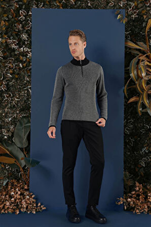 TR 859 Slim Fit Siyah Klasik Triko