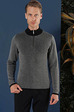 TR 859 Slim Fit Siyah Klasik Triko