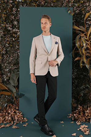 C 656 Slim Fit Bej Spor Ceket