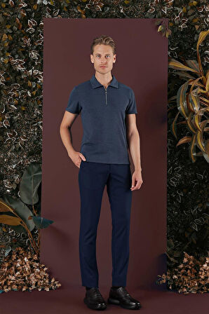 P 1136 Slim Fit Lacivert Klasik Pantolon