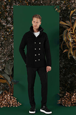 02 Slim Fit Siyah Spor Kaban