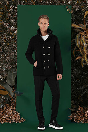 02 Slim Fit Siyah Spor Kaban