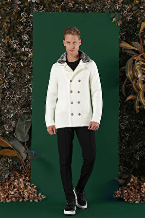 02 Slim Fit Ekru Spor Kaban