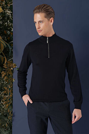 TR 861 Slim Fit Lacivert Klasik Triko