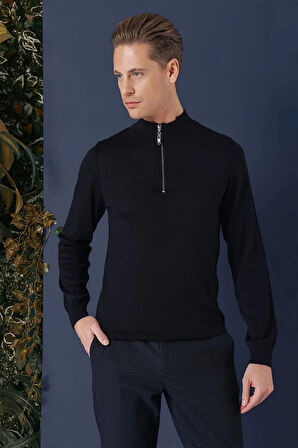 TR 861 Slim Fit Lacivert Klasik Triko