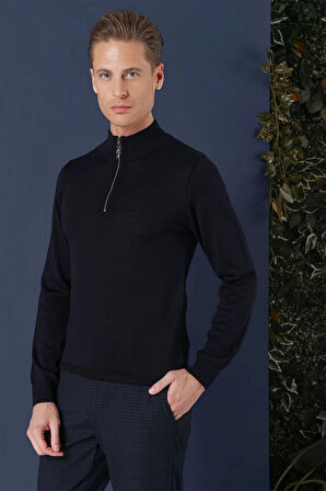 TR 861 Slim Fit Lacivert Klasik Triko