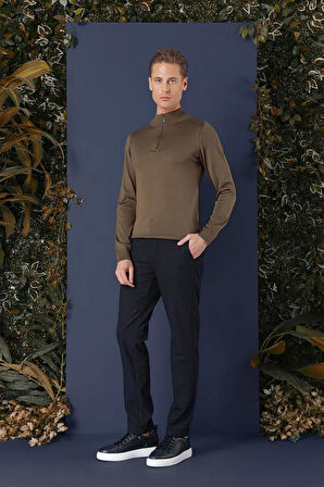 TR 861 Slim Fit Tütün Klasik Triko