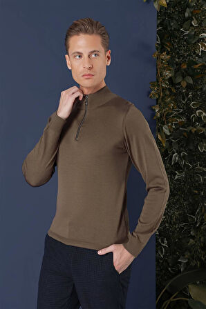 TR 861 Slim Fit Tütün Klasik Triko