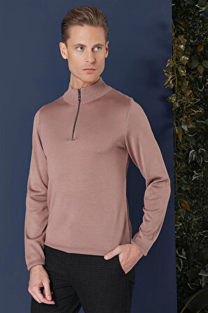 TR 861 Slim Fit Gül Kurusu Klasik Triko