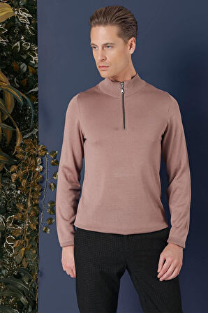 TR 861 Slim Fit Gül Kurusu Klasik Triko