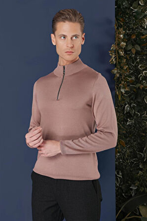 TR 861 Slim Fit Gül Kurusu Klasik Triko