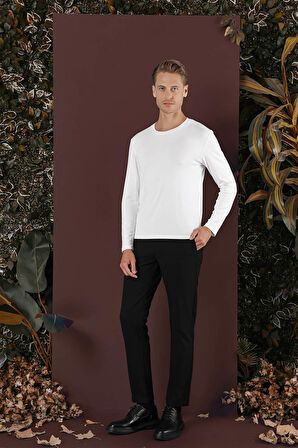 Slim Fit Yan Cepli Dokulu Esnek Casual Siyah Pantolon P 1139