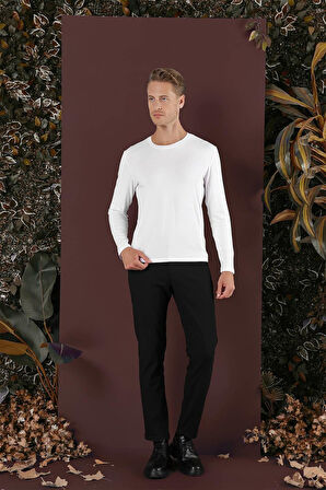 Slim Fit Yan Cepli Dokulu Esnek Casual Siyah Pantolon P 1139