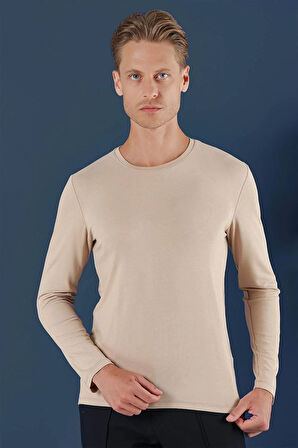 TS 870 Slim Fit Bej Spor T-Shirt