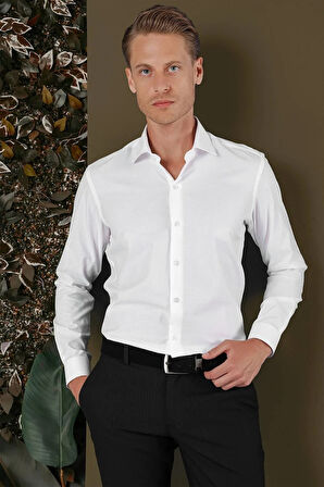 GK 701 Slim Fit Beyaz Klasik Gömlek