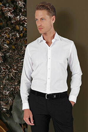 GK 701 Slim Fit Beyaz Klasik Gömlek