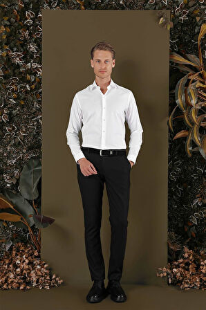 GK 701 Slim Fit Beyaz Klasik Gömlek