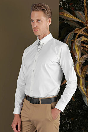 GK 704 Slim Fit Mavi Klasik Gömlek