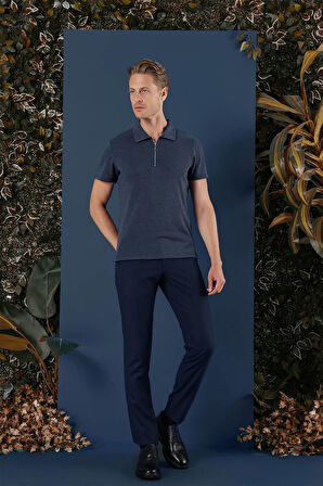 TS 871 Slim Fit İndigo Spor T-Shirt