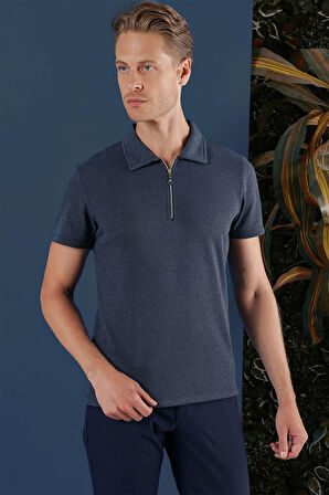 TS 871 Slim Fit İndigo Spor T-Shirt