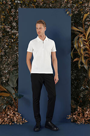 TS 871 Slim Fit Ekru Spor T-Shirt