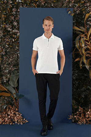 TS 871 Slim Fit Ekru Spor T-Shirt