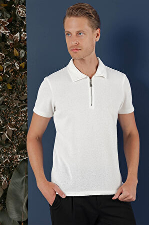 TS 871 Slim Fit Ekru Spor T-Shirt