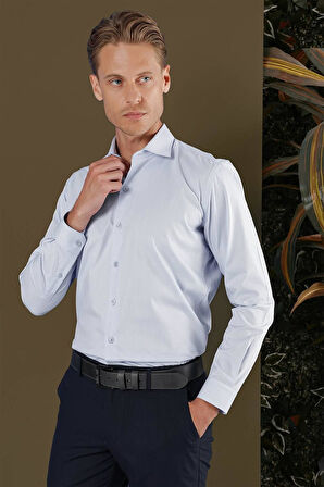 GK 705 Slim Fit Mavi Klasik Gömlek