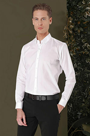 GK 706 Slim Fit Beyaz Klasik Gömlek