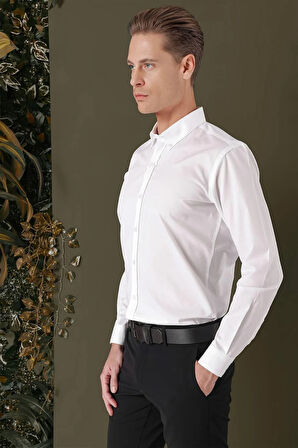 GK 706 Slim Fit Beyaz Klasik Gömlek