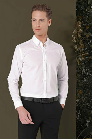 GK 706 Slim Fit Beyaz Klasik Gömlek