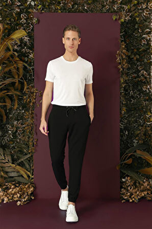 P 1140 Slim Fit Siyah Spor Pantolon