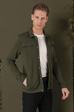 G 1562 Slim Fit Haki Klasik Gömlek