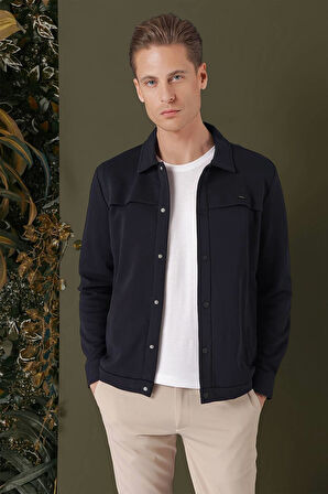 G 1562 Slim Fit Lacivert Klasik Gömlek