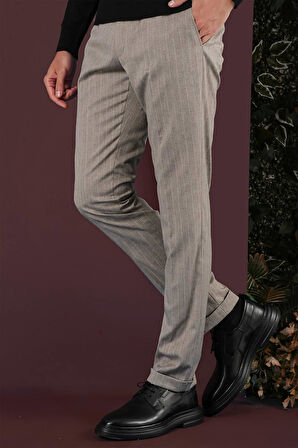 P 1134 Slim Fit Bej Spor Pantolon